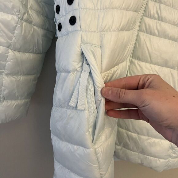 Swiss Tech Baby Blue Puffer Coat Jacket Small 4-6 Womens Packable Mid-Length - Picture 8 of 15